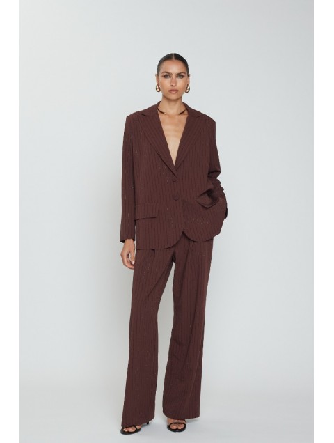 MIX AND MATCH Franka Pants Bordeaux Μπορντώ Παντελόνι με Στρας